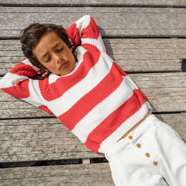 Piupiuchick Knit Sweatshirt Red White Stripes